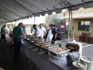 Food line serving Niece employees and customers